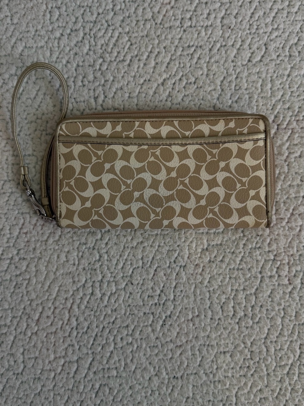 Coach Beige and Chalk Signature Wristlet Wallet